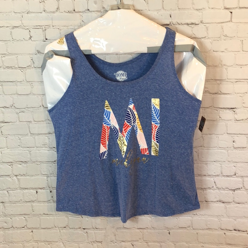 NWT Michigan Blue Cropped Tank Top Cold Shoulder XL
